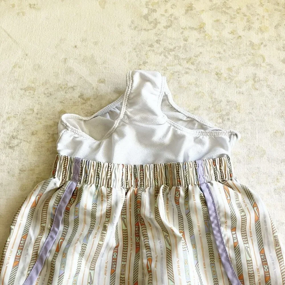Nike Dri Fit Running Shorts Girls Size 3-4 Striped Multicolor Cream Lavender